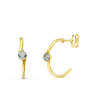 Voir la diapositive 1 : L'ATELIER D'AZUR Boucles d'Oreilles Demi Créoles Aigues-Marines - Or 18 Carats 750 Jaune