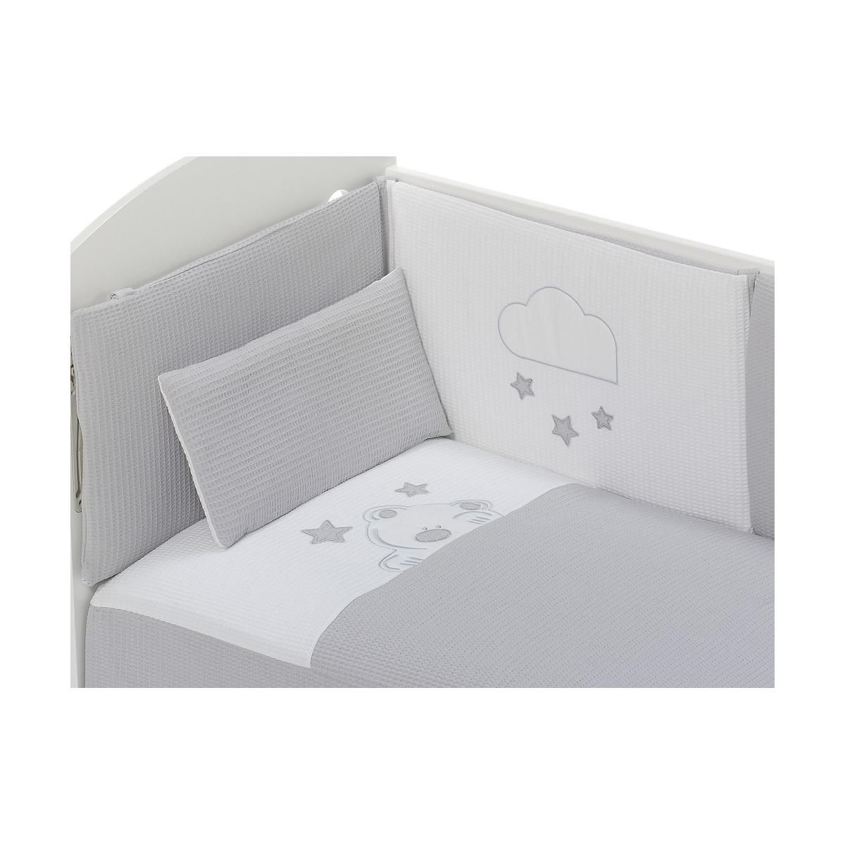 INTERBABY Parure de lit 3 Pcs. Nid d'abeille Mod. Viggo Gris