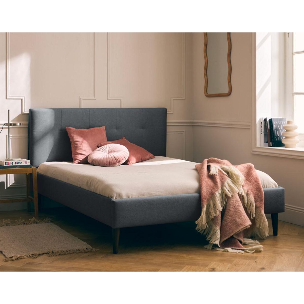 BEST MOBILIER Monet - lit - 140x190 - sommier inclus - en tissu