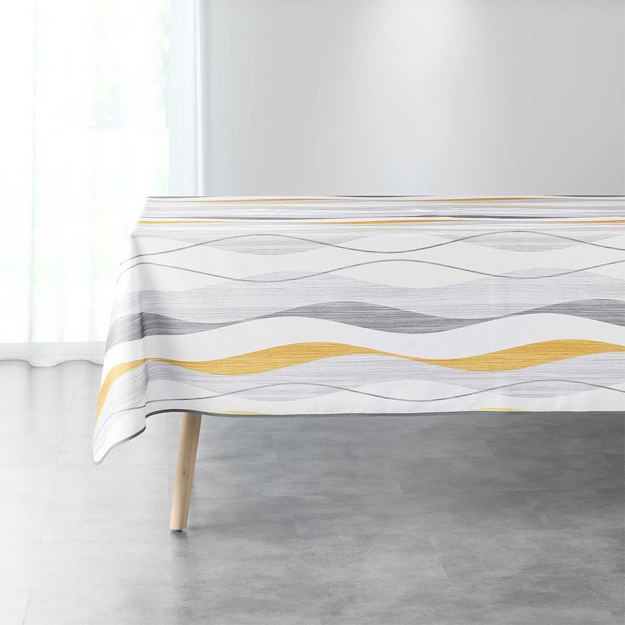 Douceur d'Intérieur Nappe imprimée  ondulys  150x240cm jaune