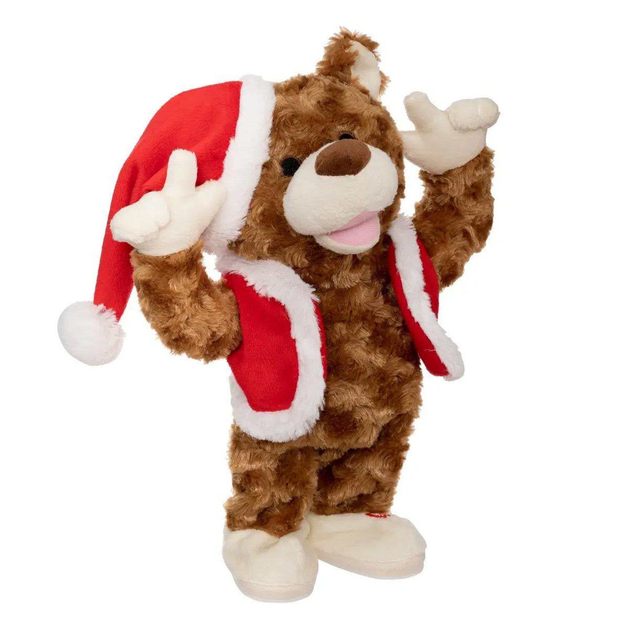 FEERIC LIGHT & CHRISTMAS Statuette de noël animée  ours fun  31cm marron