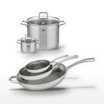 ELO Lot de 3 Poêles Elo Relief Evolution 24/28/32 cm et 2 Faitouts 16/26 cm