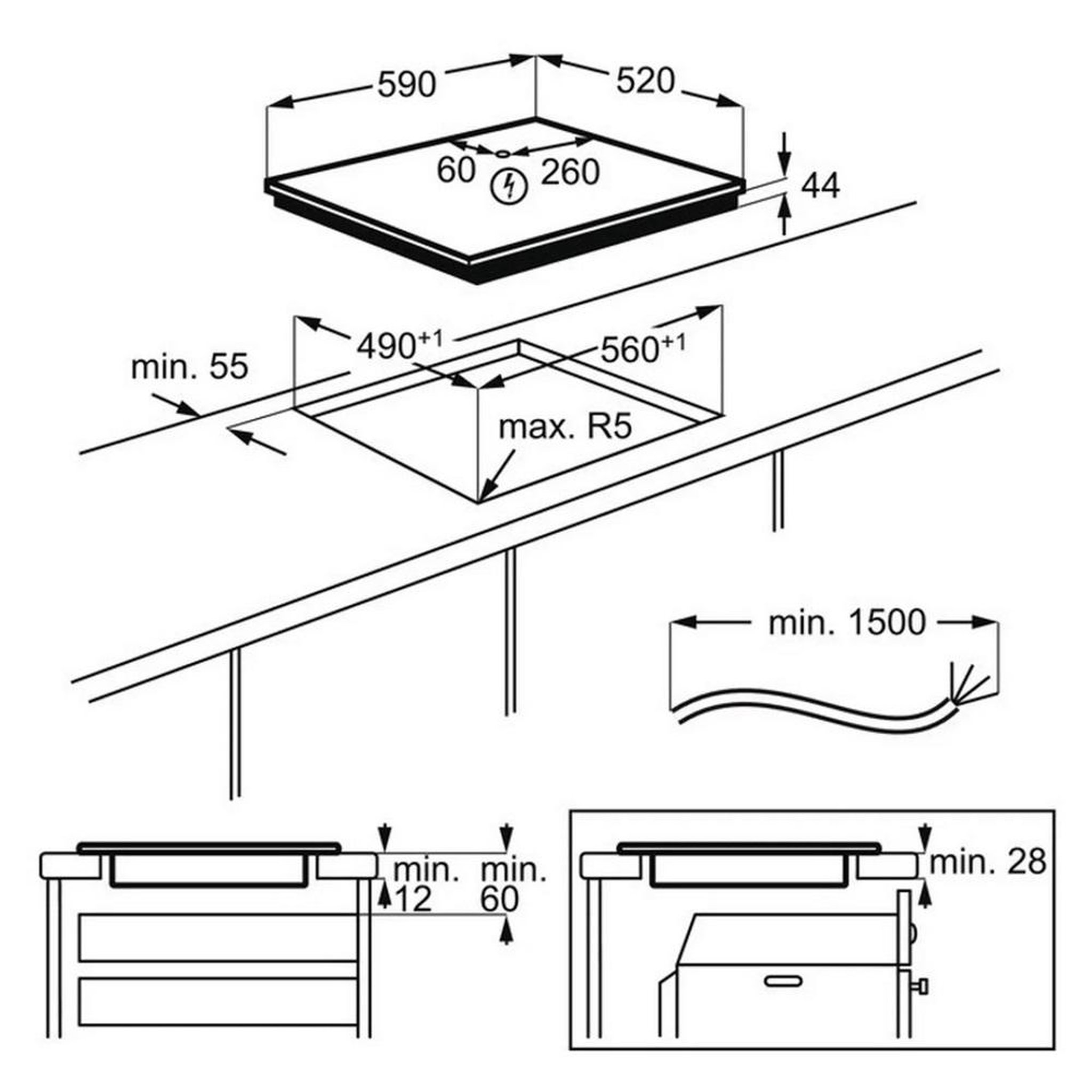 Voir la diapositive 4 : ELECTROLUX Table de cuisson à induction 60cm 4 feux 7200w noir - EIS62443