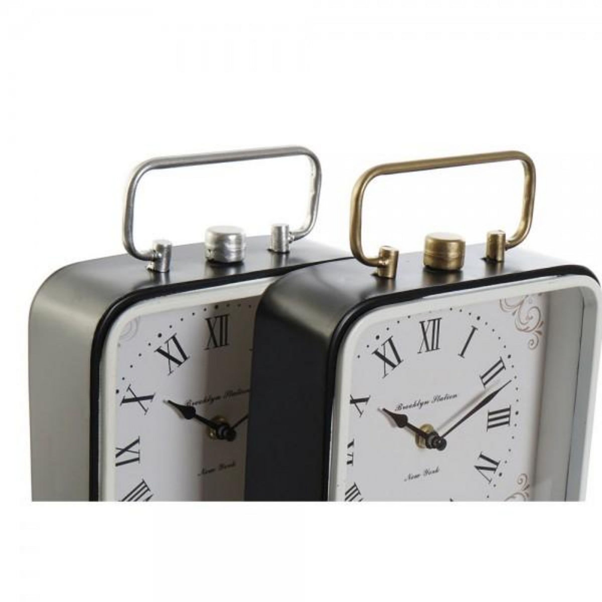AAAAA Horloge de table DKD Home Decor 19 x 7 x 27 cm Verre Noir Bleu Blanc Fer (2 Unités)