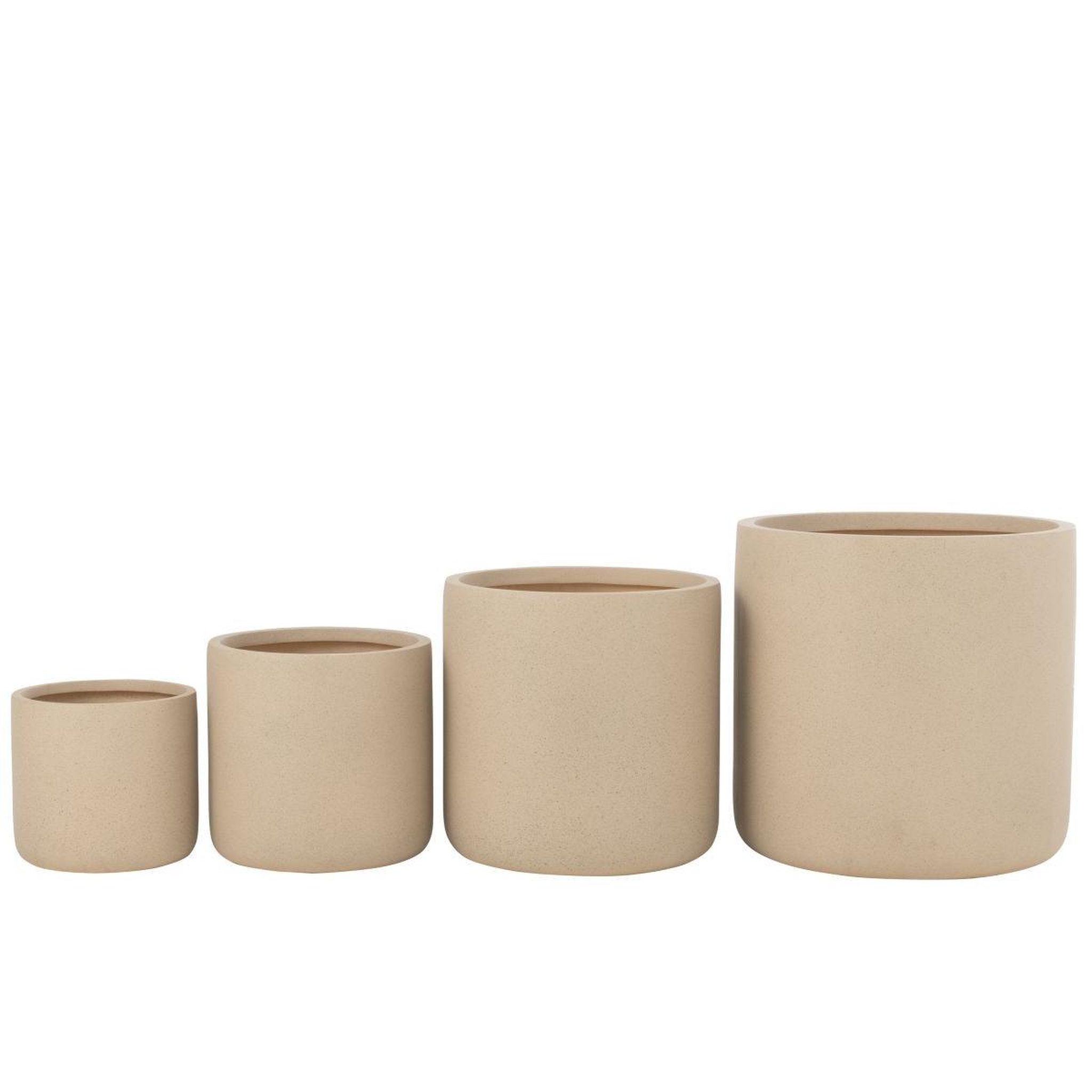 Voir la diapositive 2 : J-LINE Lot de 4 cache-pots déco  dune  50cm ivoire