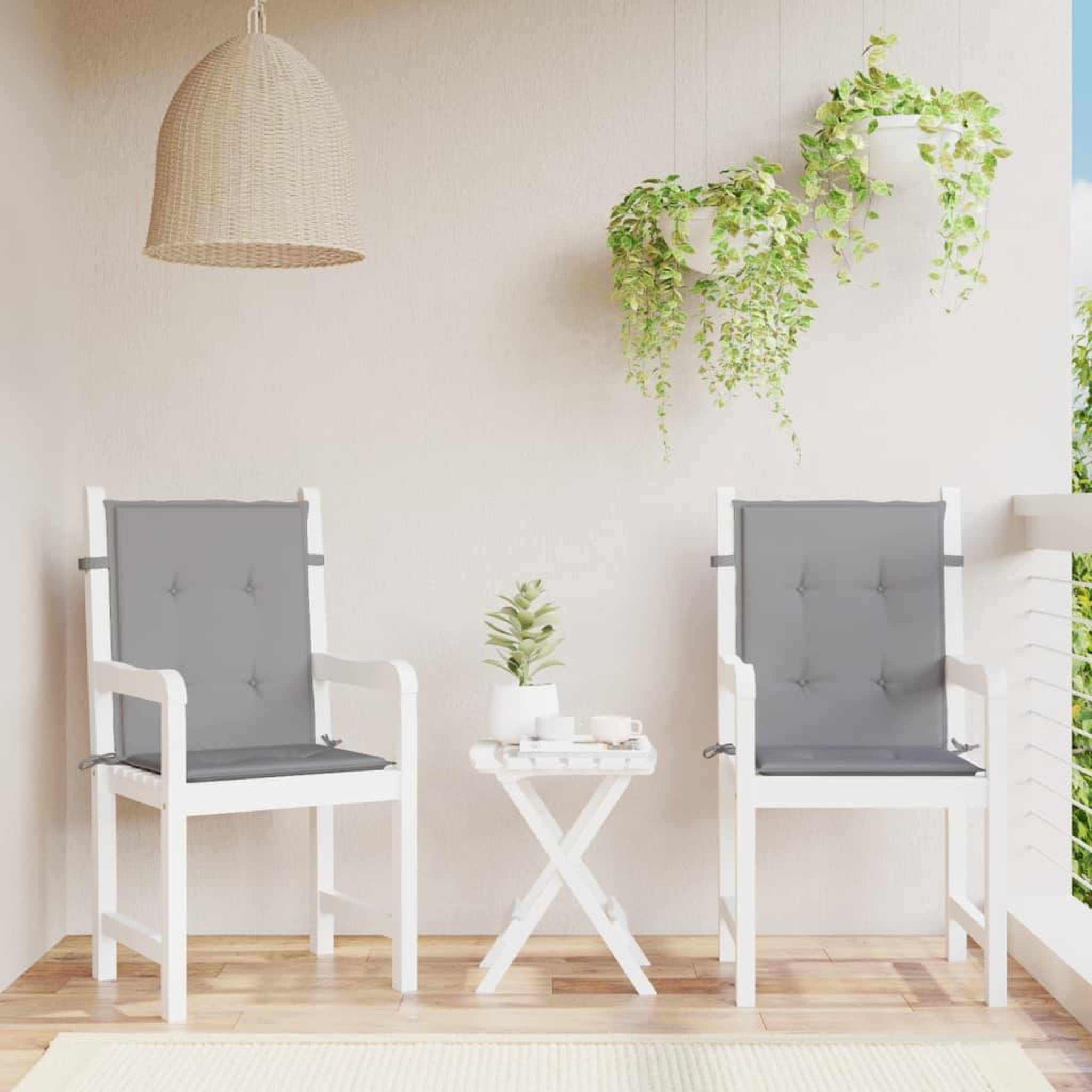 Voir la diapositive 1 : VIDAXL Coussins de chaise de jardin a dossier bas lot de 2 gris