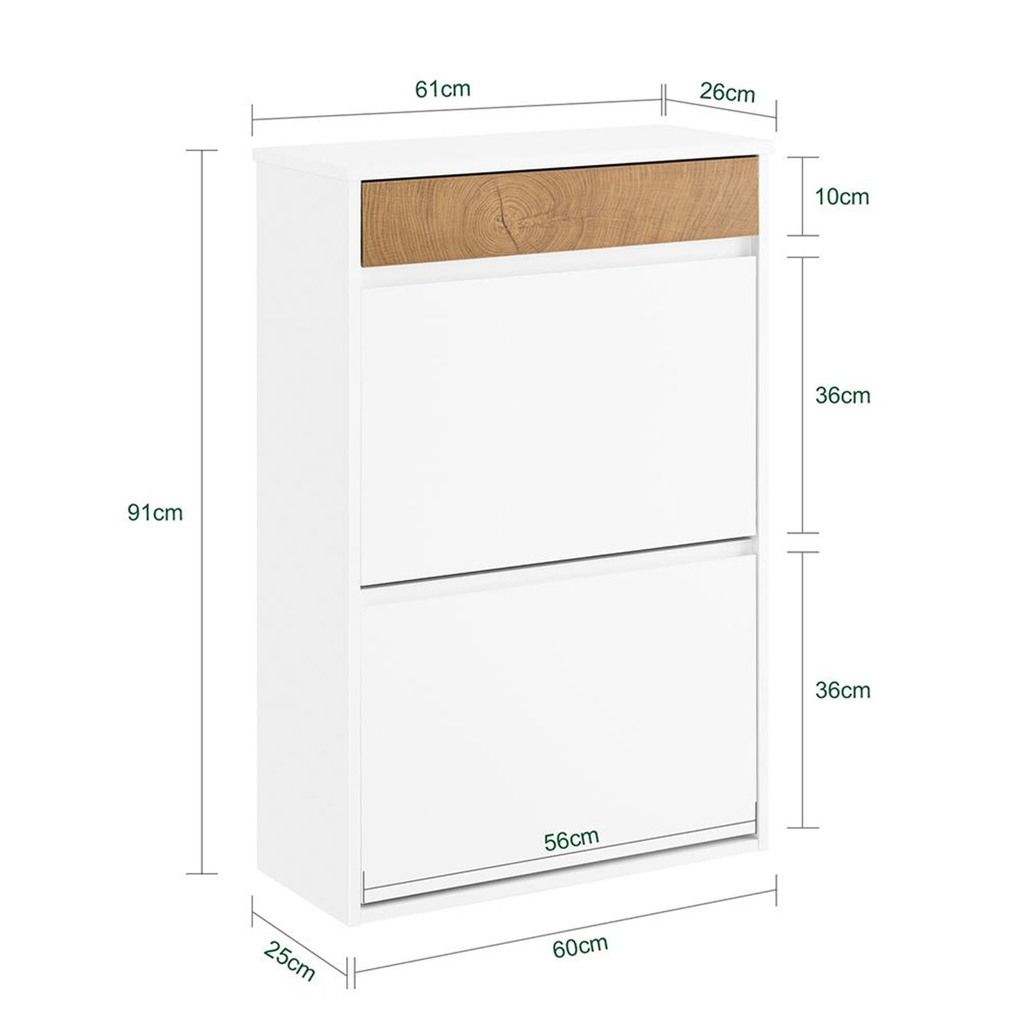 Voir la diapositive 3 : SOBUY SoBuy - Meuble À Chaussures avec un tiroir - Blanc - 61x25x91cm - Nordique - FSR205-NW