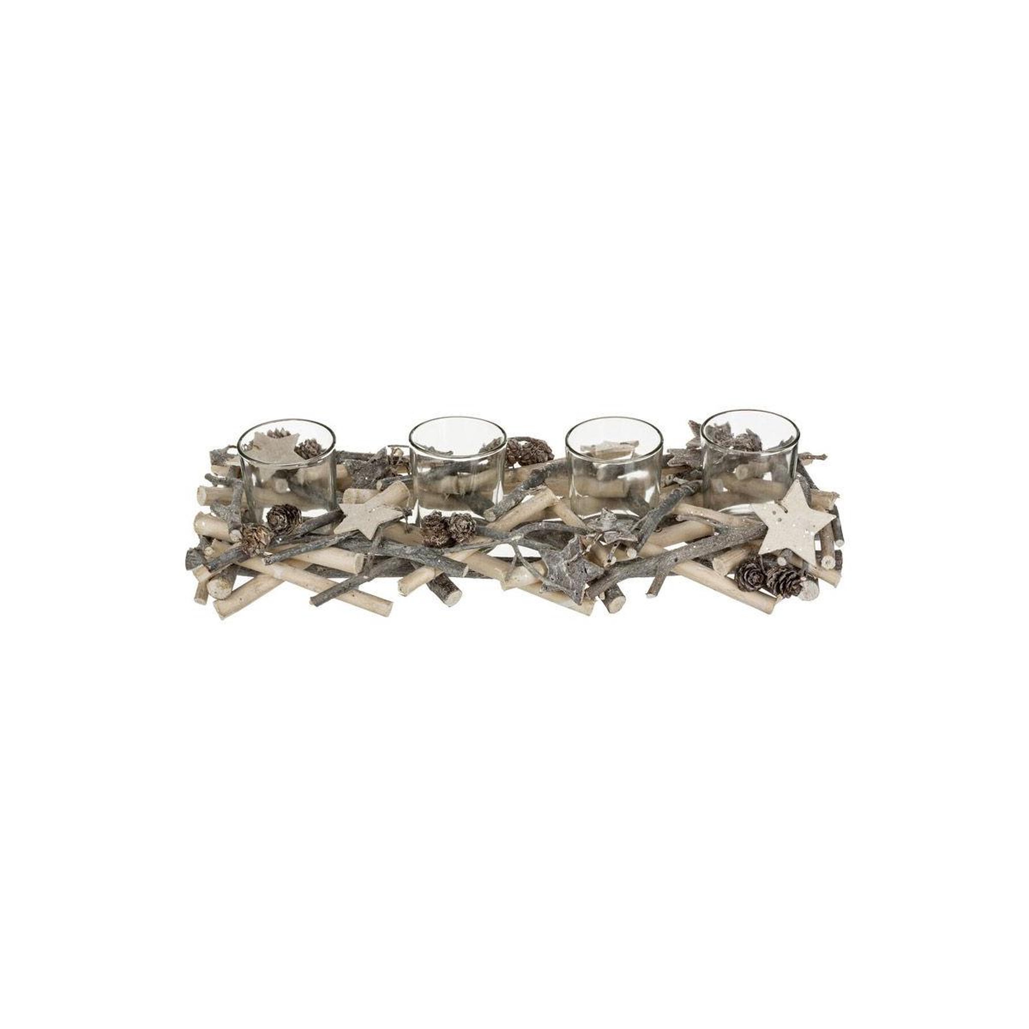 FEERIC LIGHT & CHRISTMAS Centre de table 4 photophores  hors piste  38cm gris