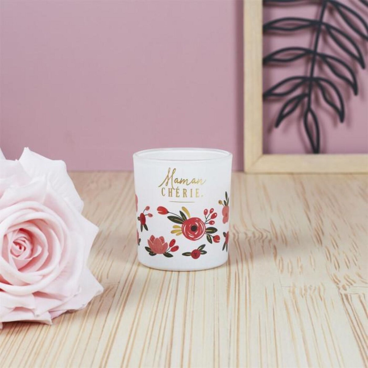 Paris Prix Coffret 2 Bougies Parfumées  Maman Chérie  8cm Rose