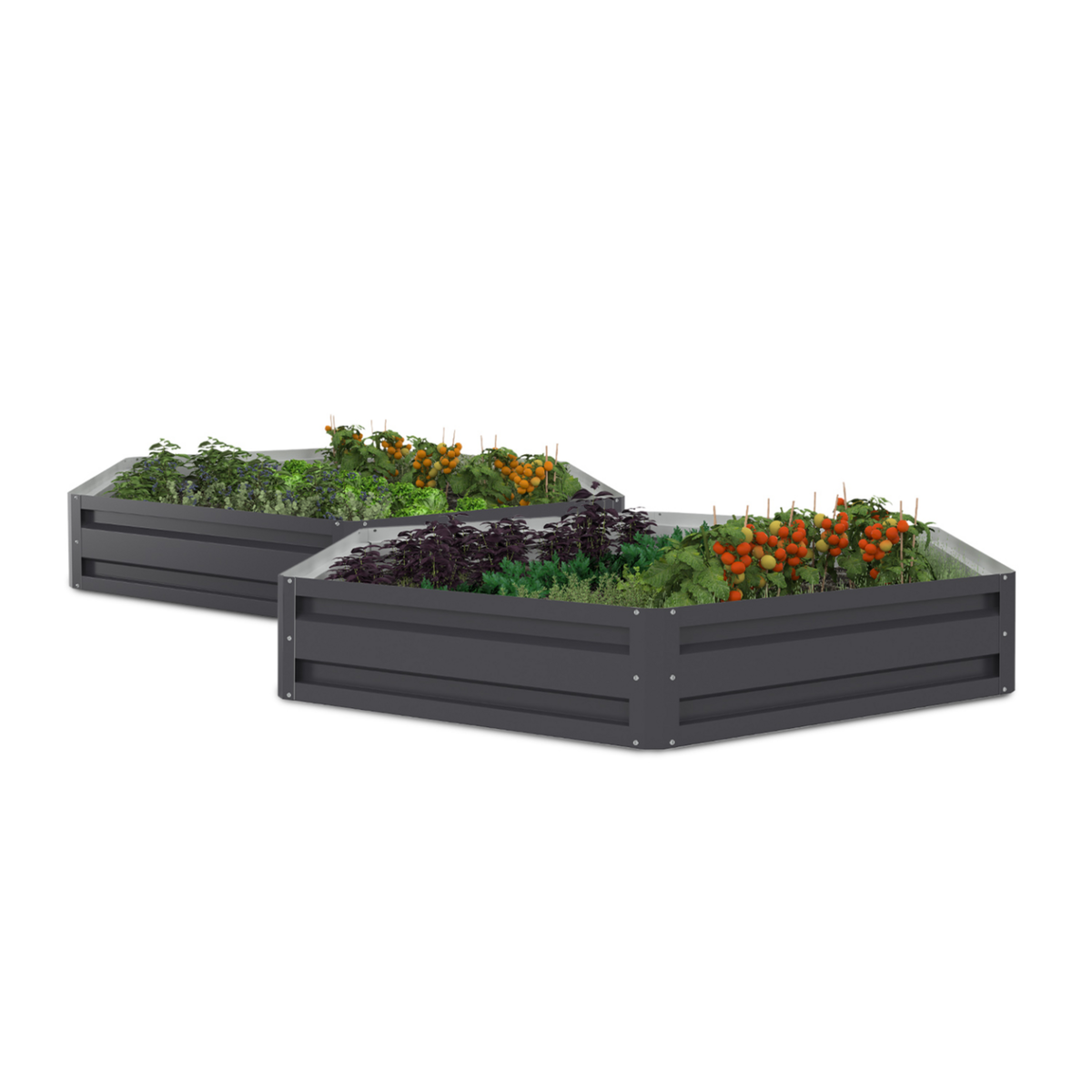ID MARKET Lot de 2 carrés potager en métal châssis hexagonale 120 cm gris anthracite
