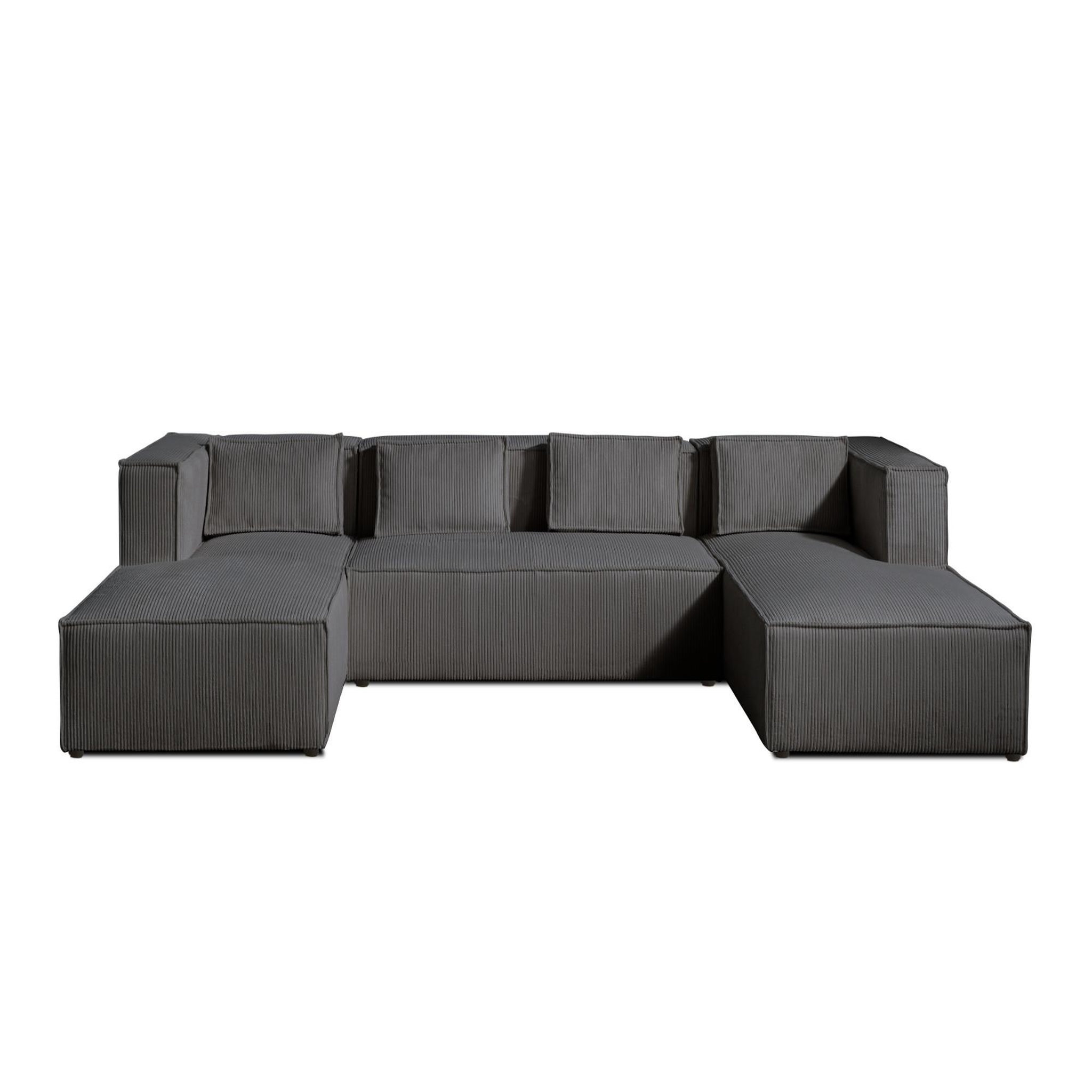Voir la diapositive 1 : BEST MOBILIER Stella - canapé panoramique en u - 7 places - en velours côtelé