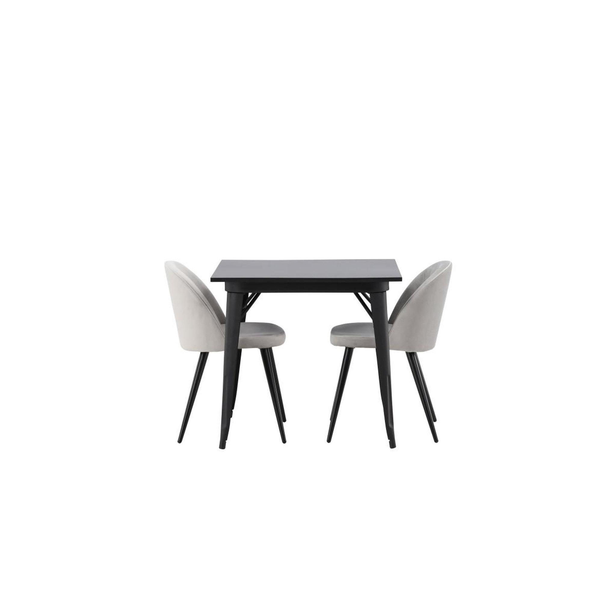 Voir la diapositive 2 : Paris Prix Ensemble table à manger & 2 chaises  tempe & velvet  80cm noir & gris