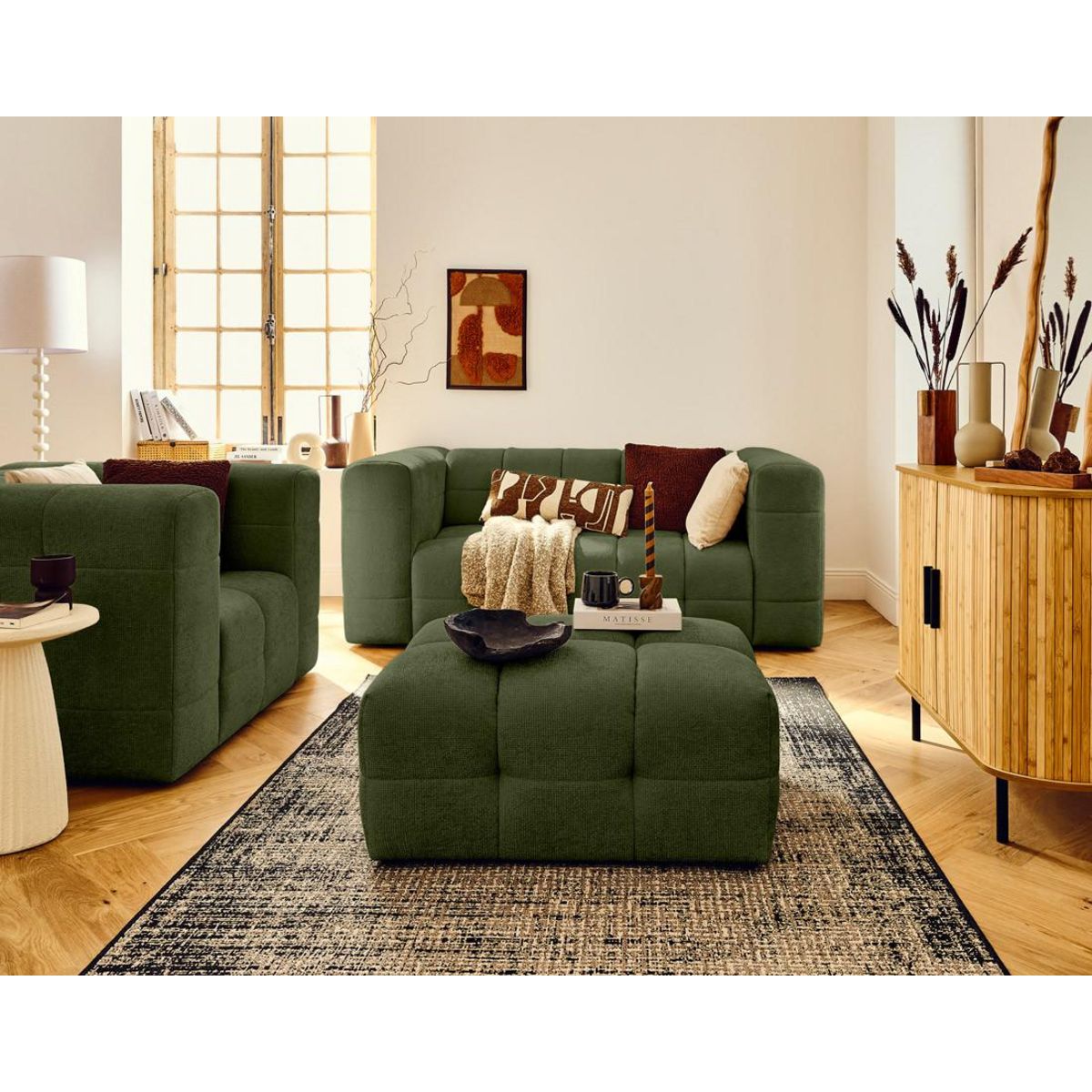 LISA DESIGN Suzano - canapé droit 2 places en tissu texturé