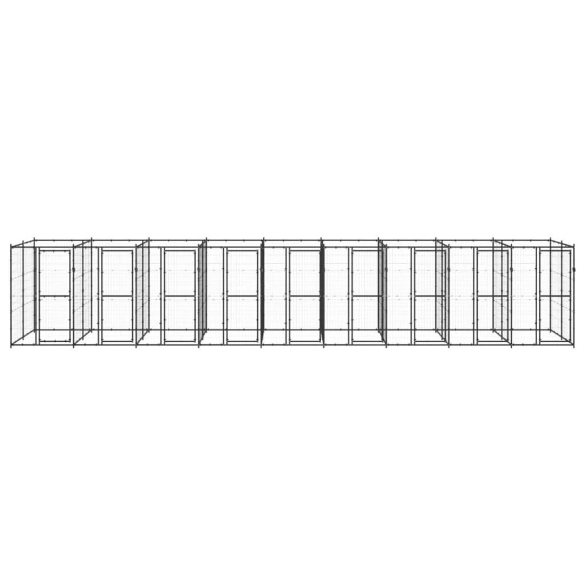 VIDAXL Chenil d'exterieur pour chiens Acier 21,78 m²