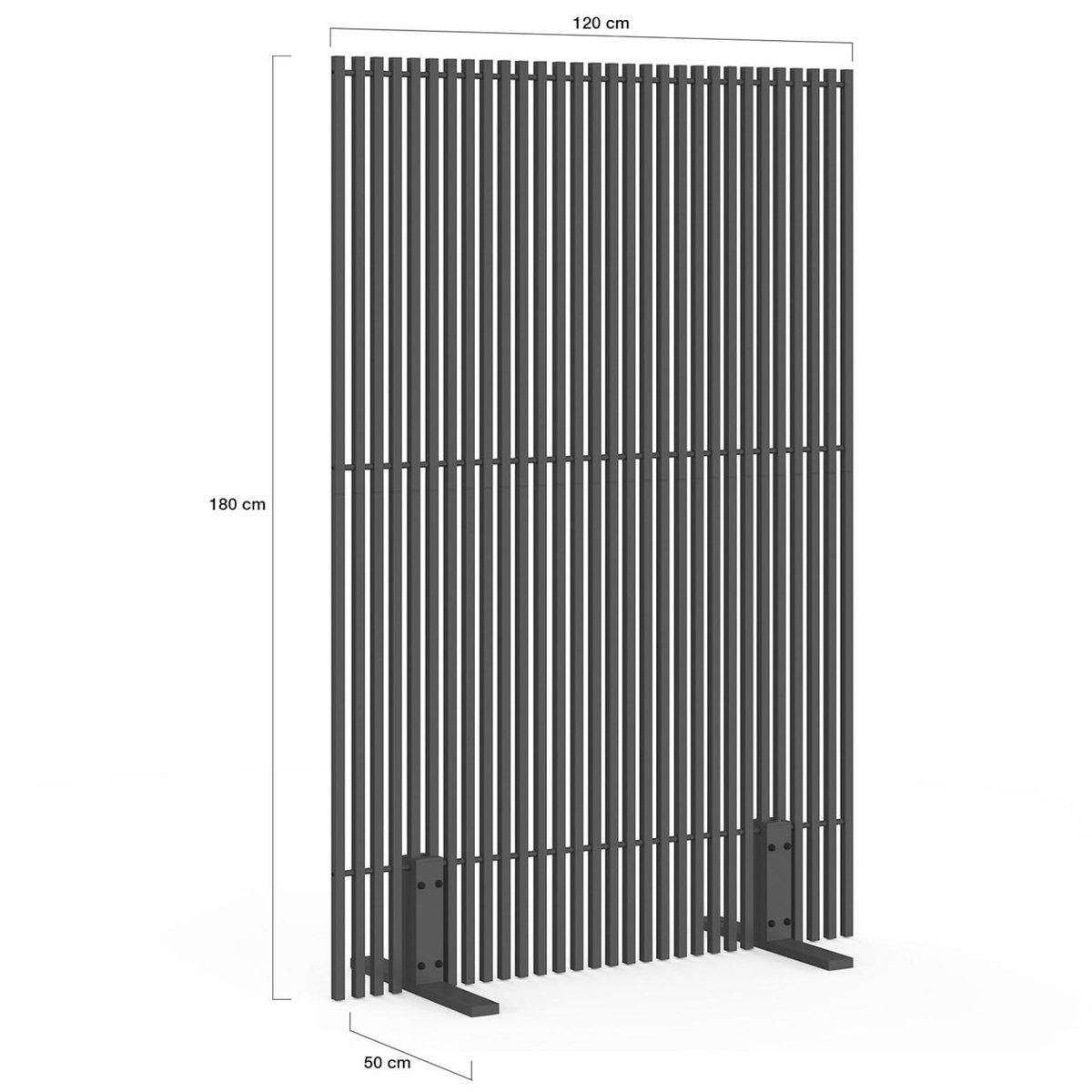 ID MARKET Paravent extérieur ajouré claustra décoratif 120 x 180 cm persiennes verticales métal gris anthracite
