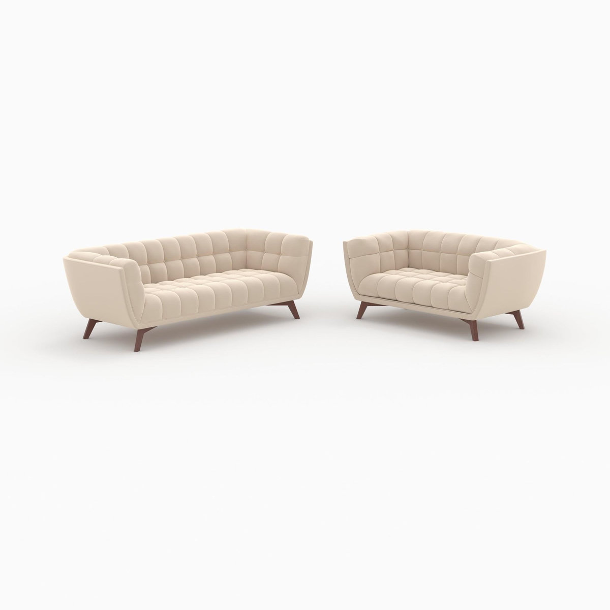 Rendez vous déco Ensemble canapés en velours beige 5 places-Mona