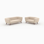 Rendez vous déco Ensemble canapés en velours beige 5 places-Mona
