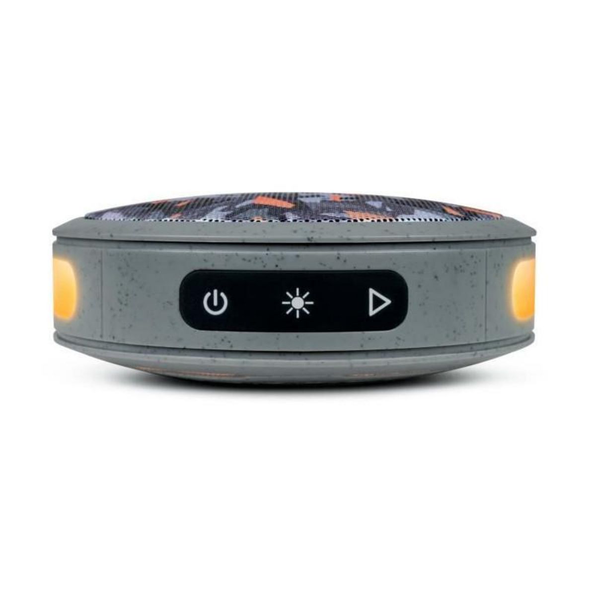 BIGBEN PARTY BIGBEN Party - Enceinte Bluetooth ronde avec dragonne et effets lumineux - 15W - Gris et orange camouflage