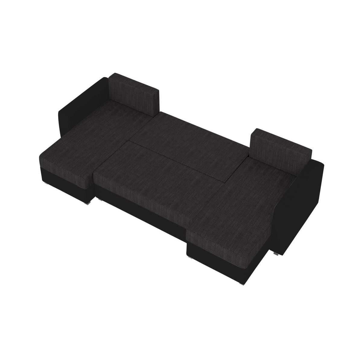 BEST MOBILIER Romy - canapé panoramique en u - 7 places - convertible avec coffre - en tissu et pu