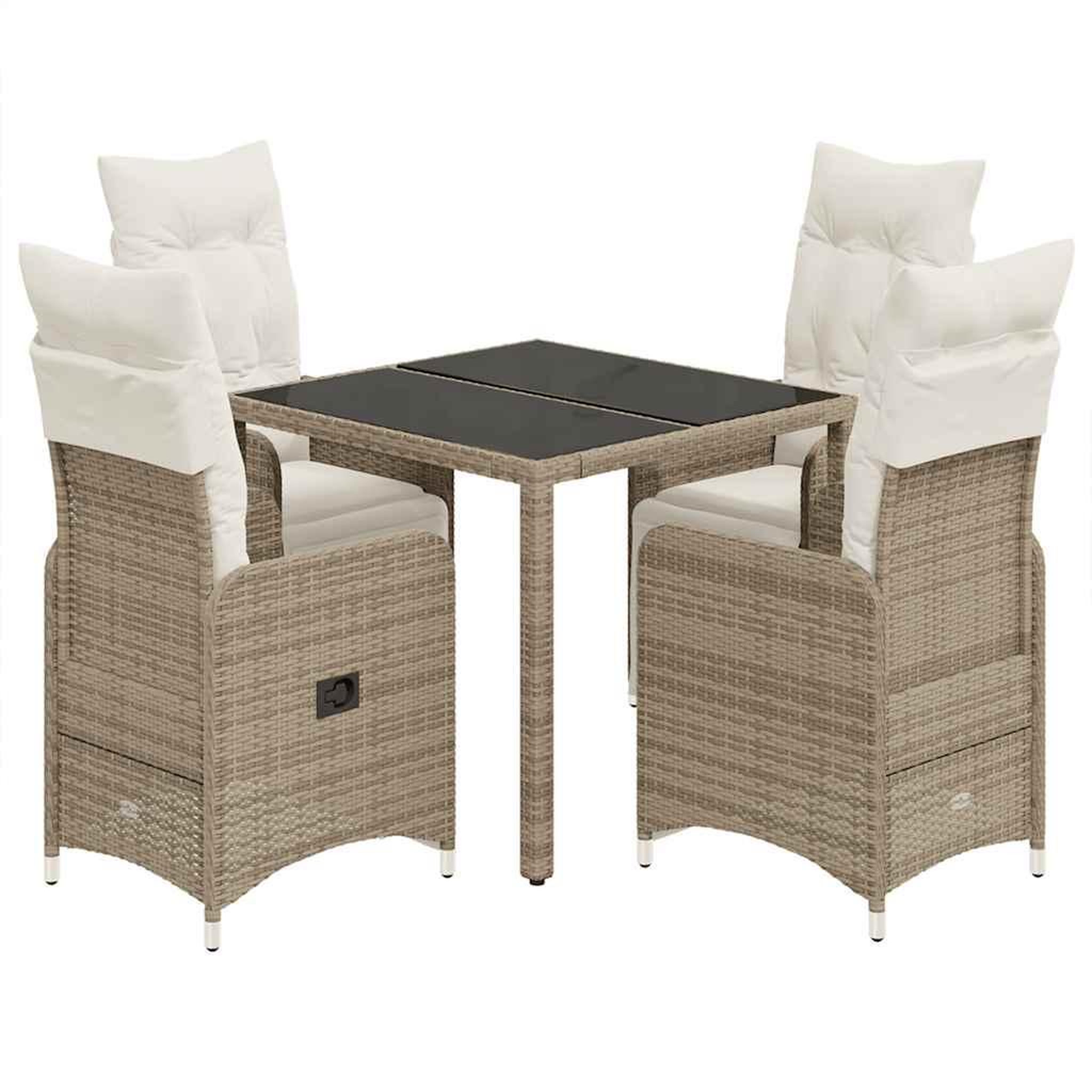 Voir la diapositive 2 : VIDAXL Ensemble de bistro de jardin 5 pcs coussins marron poly rotin
