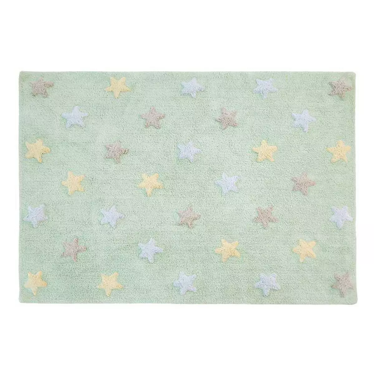 Lorena Canals Tapis coton motif petites étoiles 3 couleurs - vert - 120 x 160