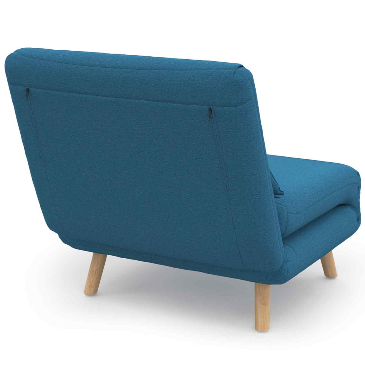 ID MARKET Fauteuil convertible ROMEO lit d'appoint 1 place 80x190 cm tissu bleu canard
