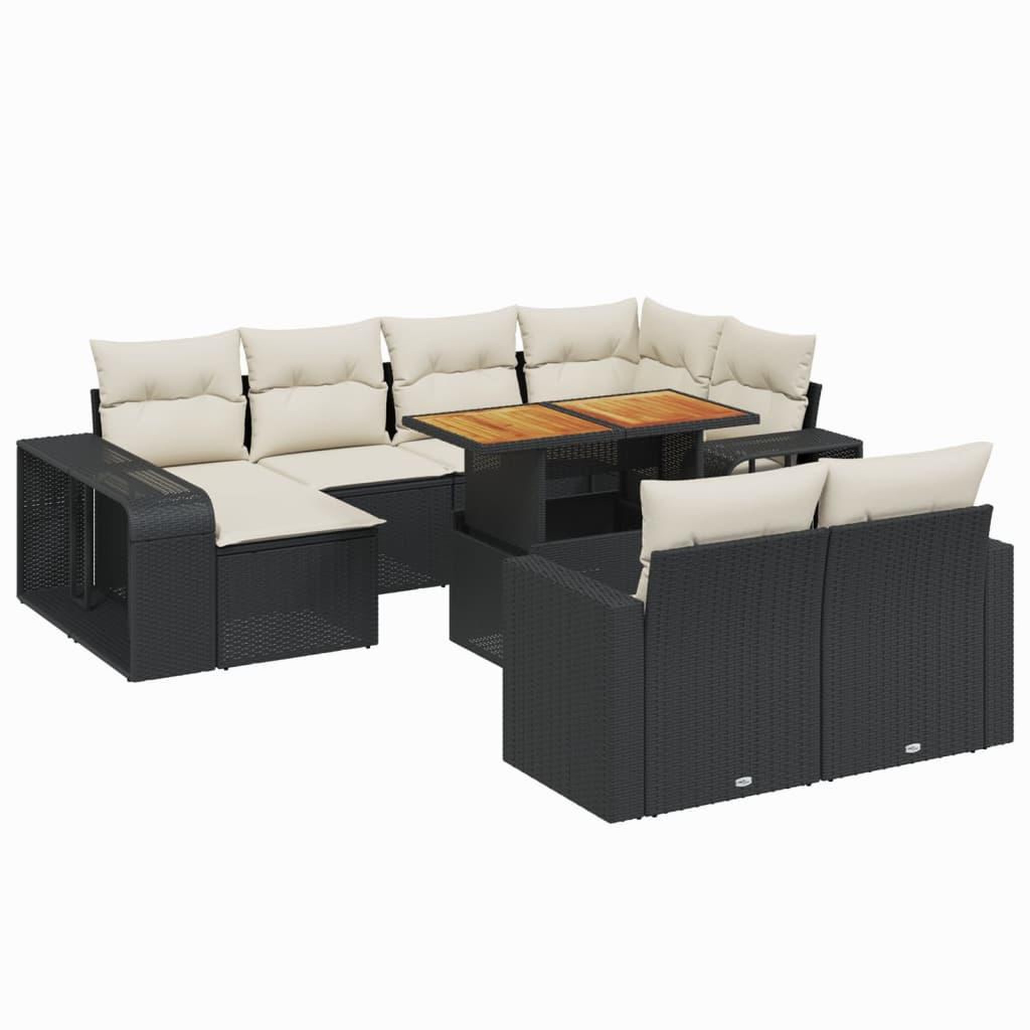 Voir la diapositive 2 : VIDAXL Salon de jardin 11 pcs avec coussins noir resine tressee
