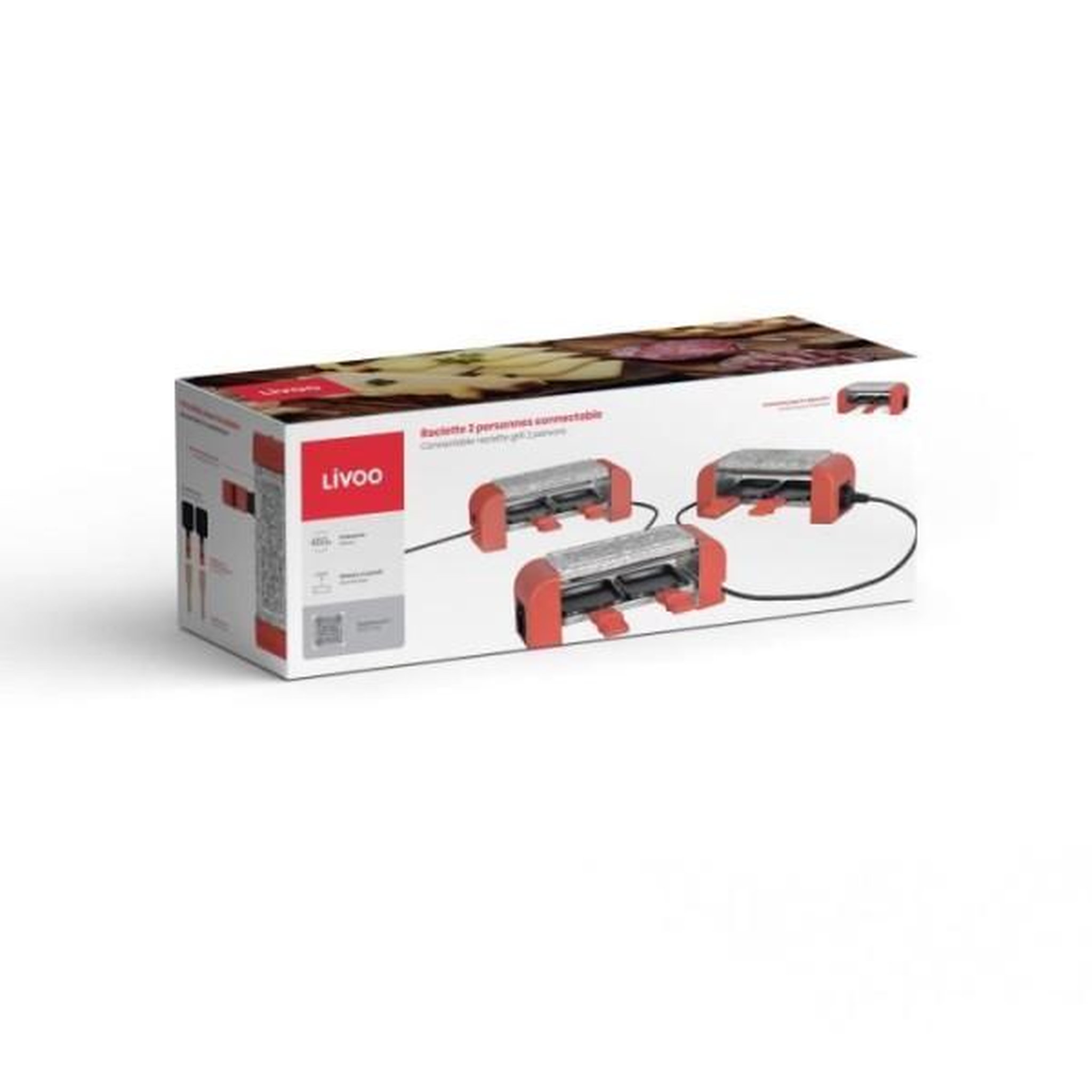 Voir la diapositive 6 : LIVOO Appareil à raclette à 2 personnes 450w rouge - DOC310R