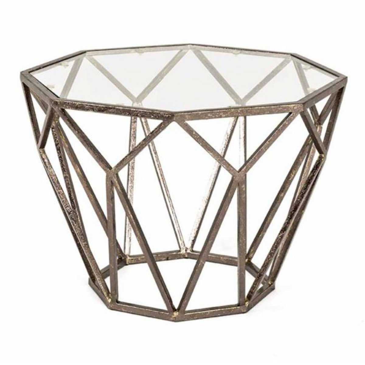 Paris Prix Table d'Appoint Design en Verre  Nila  55cm Bronze