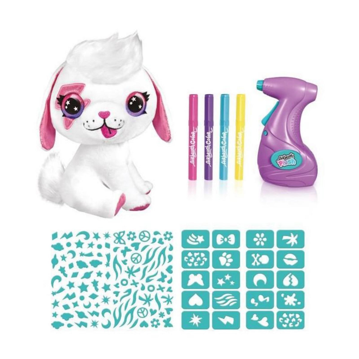 Canal Toys Peluche Airbrush Chiot a personnaliser - Peluche spray art avec feutres et pochoirs - OFG 249 - Canal Toys