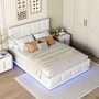 Voir la diapositive 5 : MERAX Lit coffre rembourré 140x200 cm coloris blanc led tissu