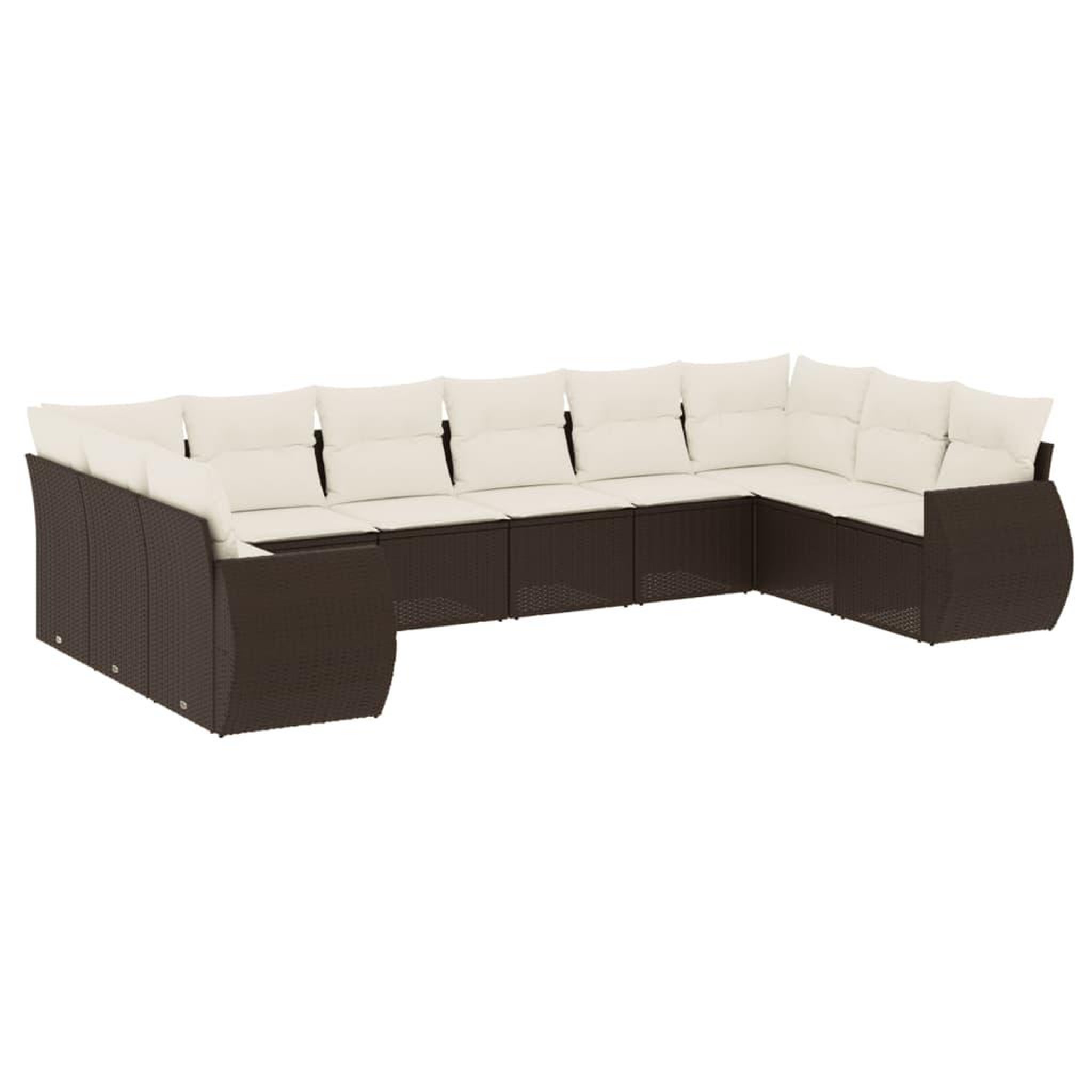 Voir la diapositive 2 : VIDAXL Salon de jardin 10 pcs avec coussins marron resine tressee