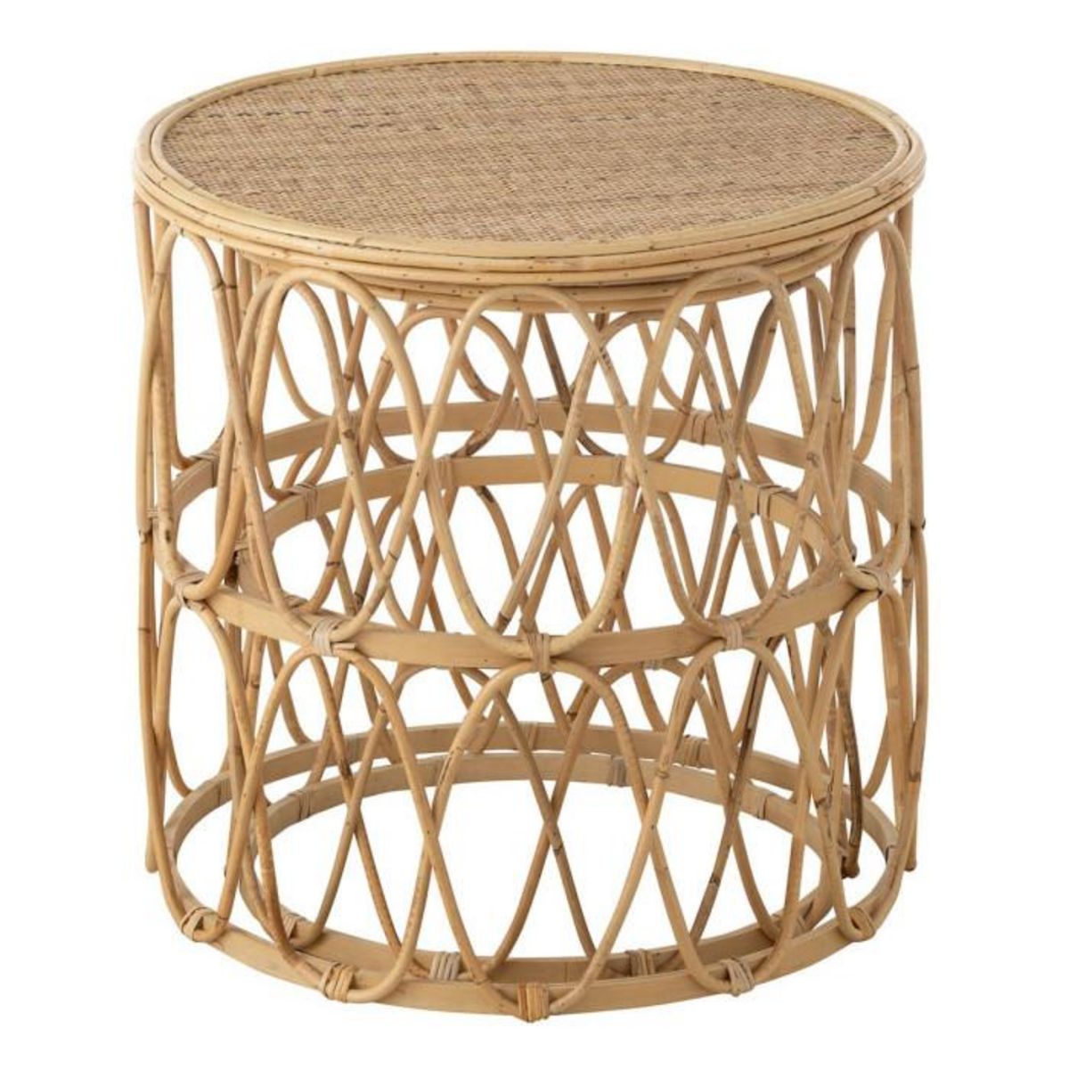 Paris Prix Lot de 2 Tables Gigognes en Rotin  Vague  50cm Naturel