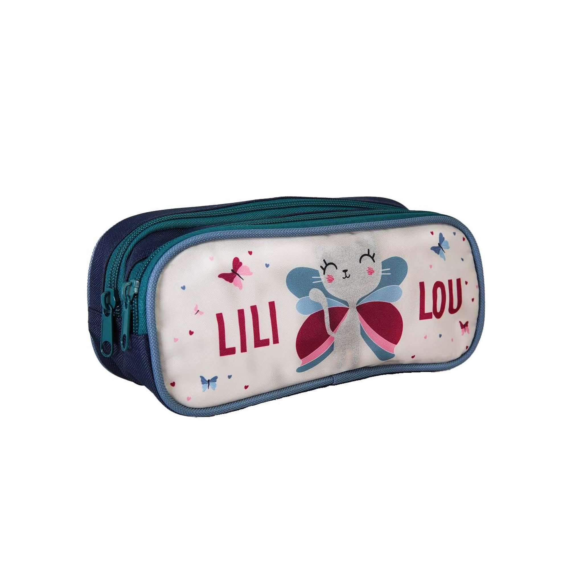 Voir la diapositive 2 : Bagtrotter Lili Lou - Trousse scolaire rectangulaire - Beige - Fille - 2 compartiments