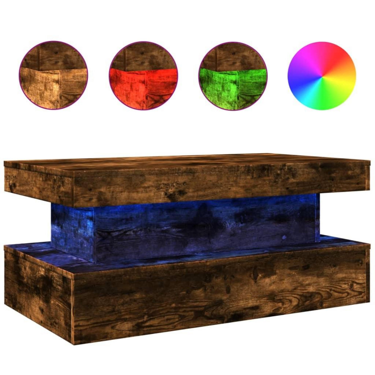 VIDAXL Table basse avec lumieres LED chene fume 90x50x40 cm