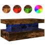 Voir la diapositive 2 : VIDAXL Table basse avec lumieres LED chene fume 90x50x40 cm