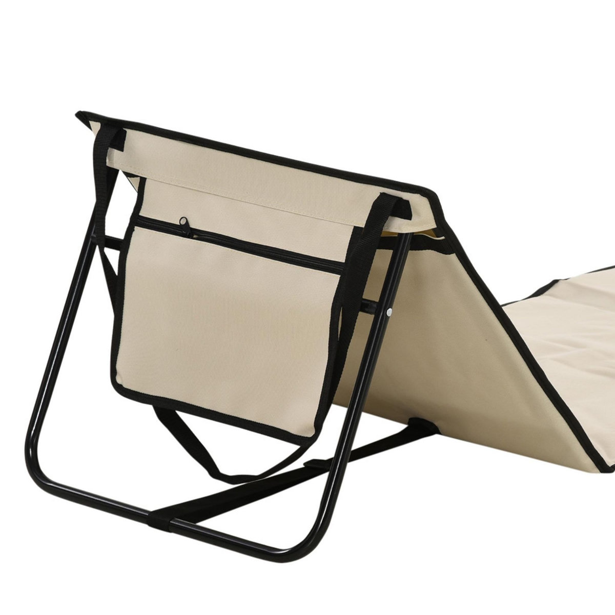 OUTSUNNY Lot de 2 tapis de plage rembourrés pliables - matelas de plage - dossier inclinable, rangement - métal polyester beige