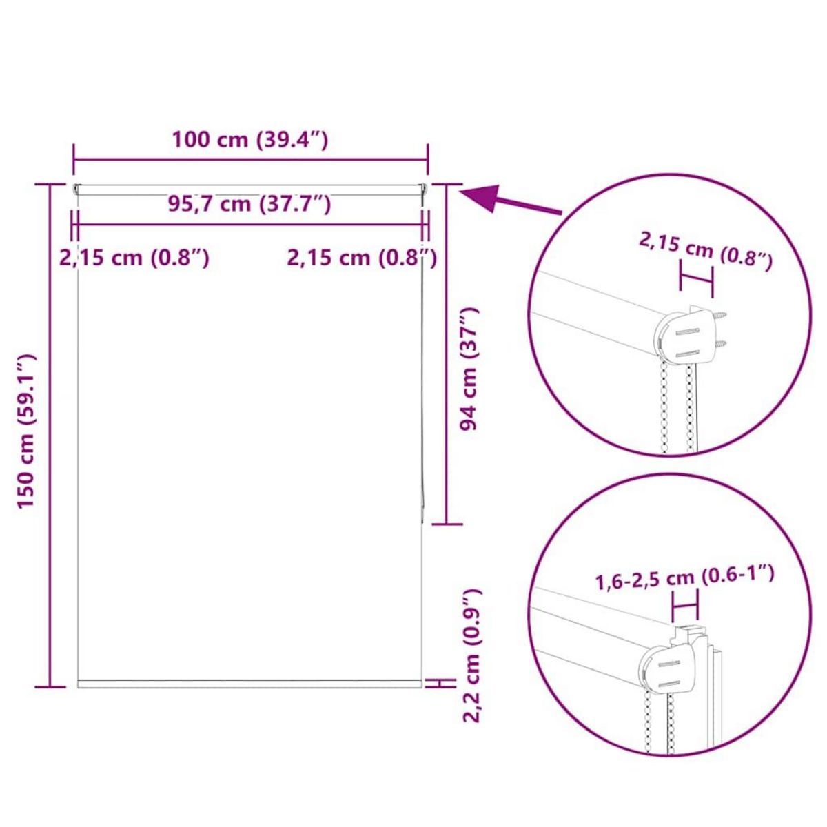 VIDAXL Store enrouleur occultant blanc casse 100x150 cm largeur tissu