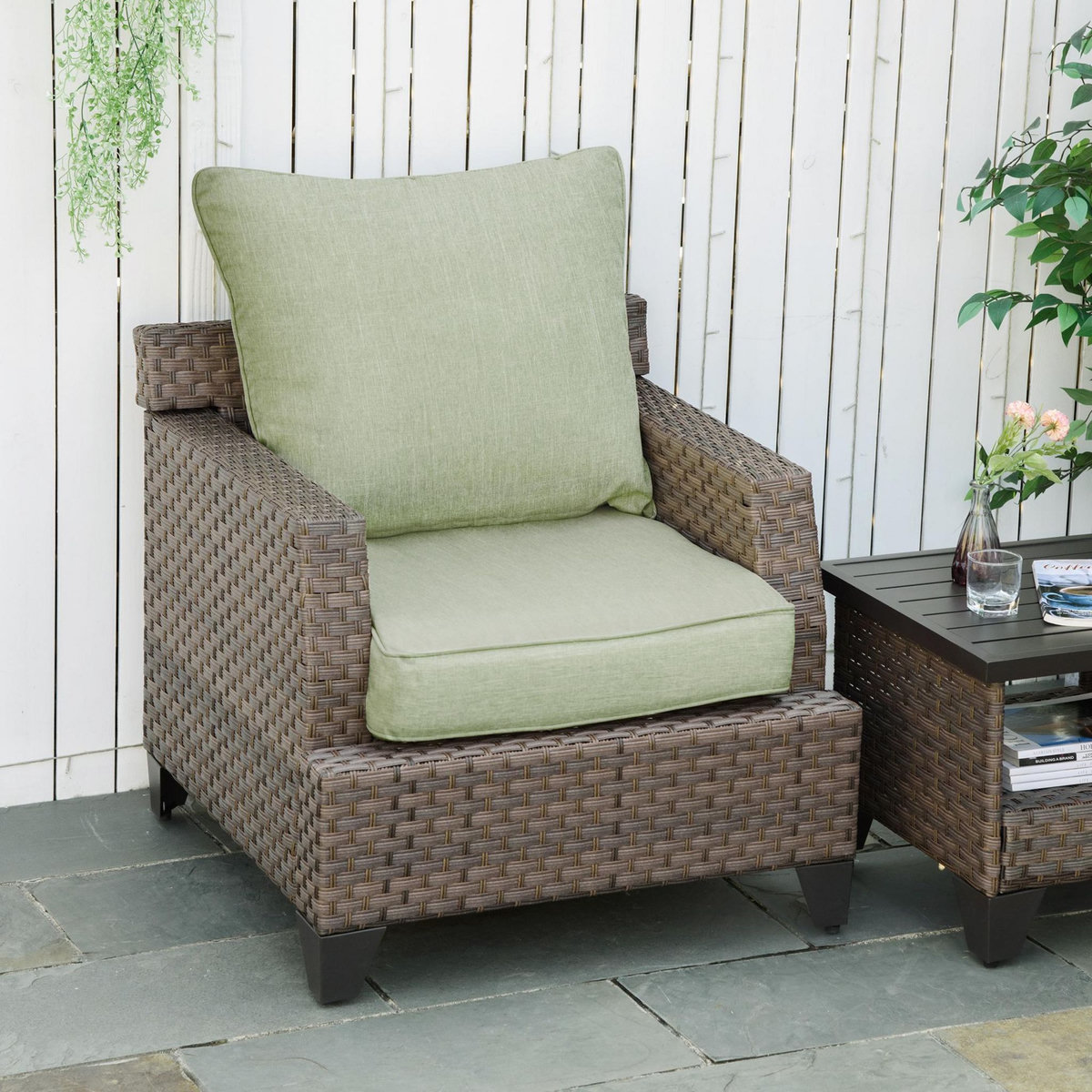 OUTSUNNY Lot de 2 coussins matelas assise dossier pour chaise de jardin fauteuil polyester vert clair