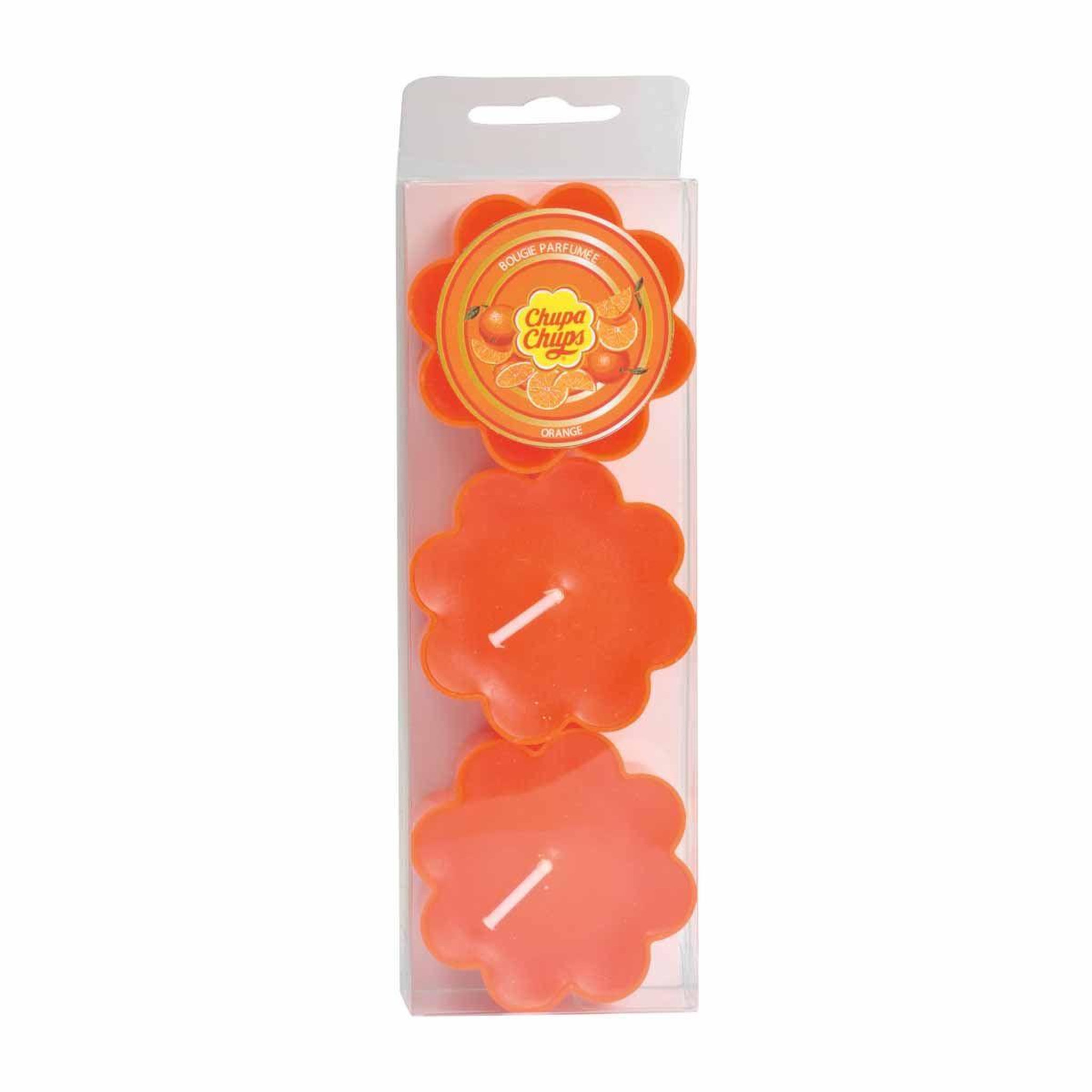 HOMEA Lot de 3 bougies chauffe-plat  chupa chups  3cm orange