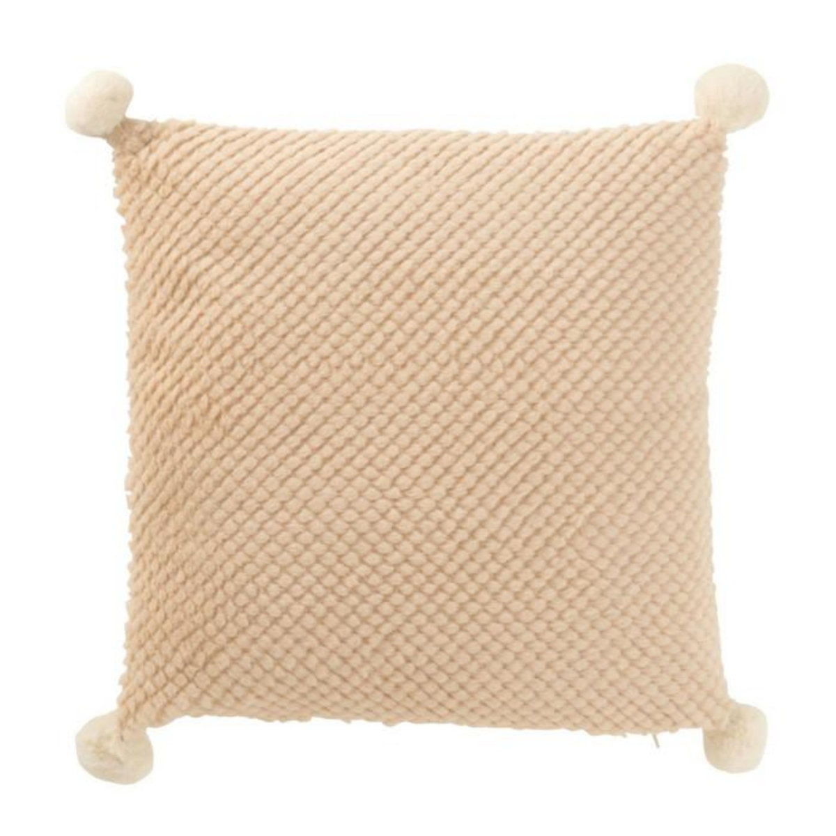 Paris Prix Coussin Déco à Pompons  Ulysse  45x45cm Beige