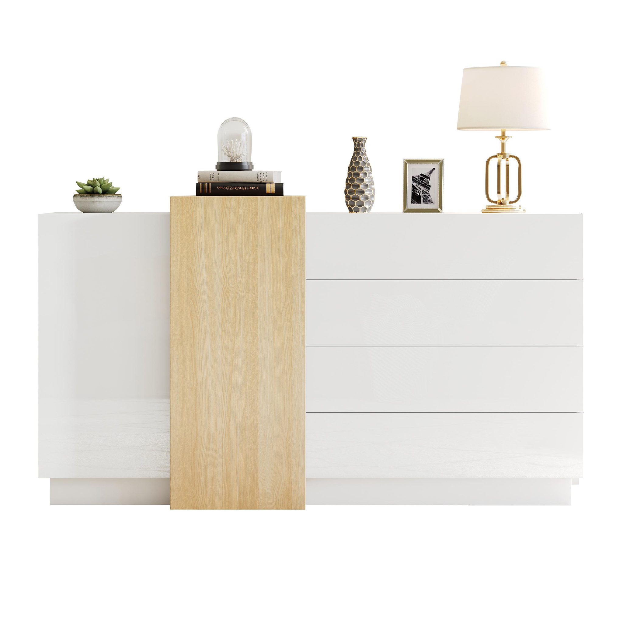 MERAX Buffet 2 porte(s) 4 tiroir(s) - 140 cm blanc mdf
