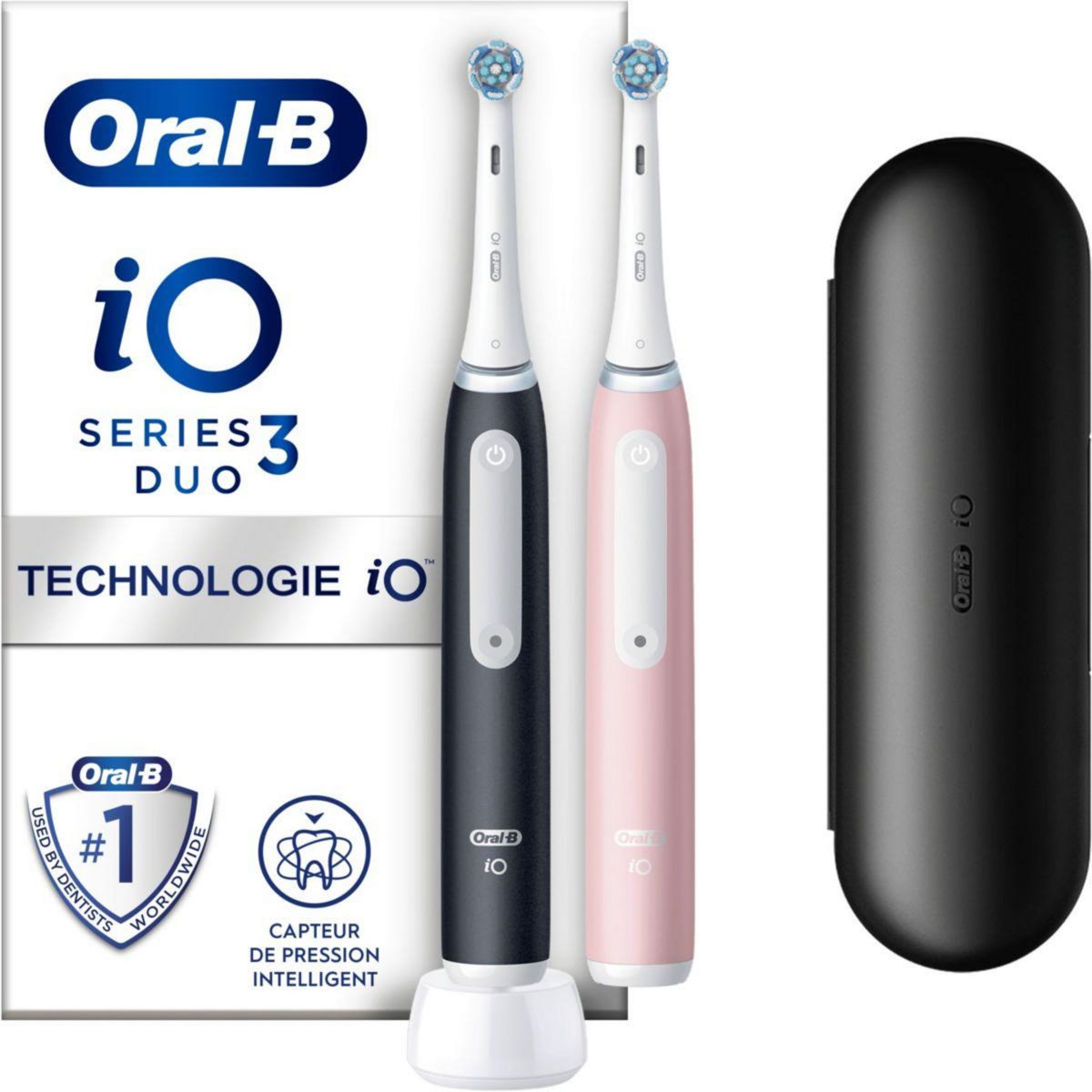 ORAL B Brosse à dents électrique iO 3 Duo Noire et Rose