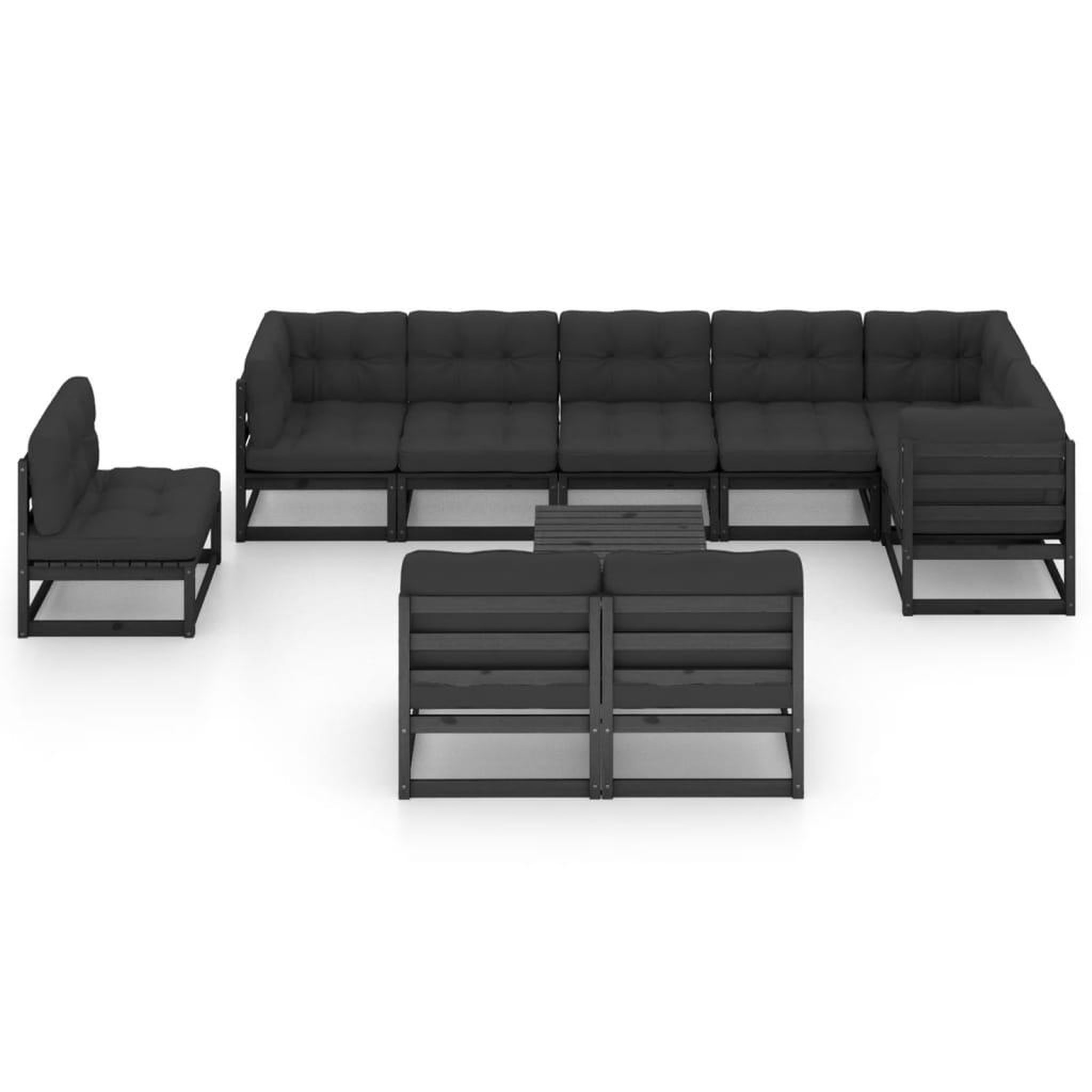Voir la diapositive 3 : VIDAXL Salon de jardin 10 pcs avec coussins Bois de pin massif