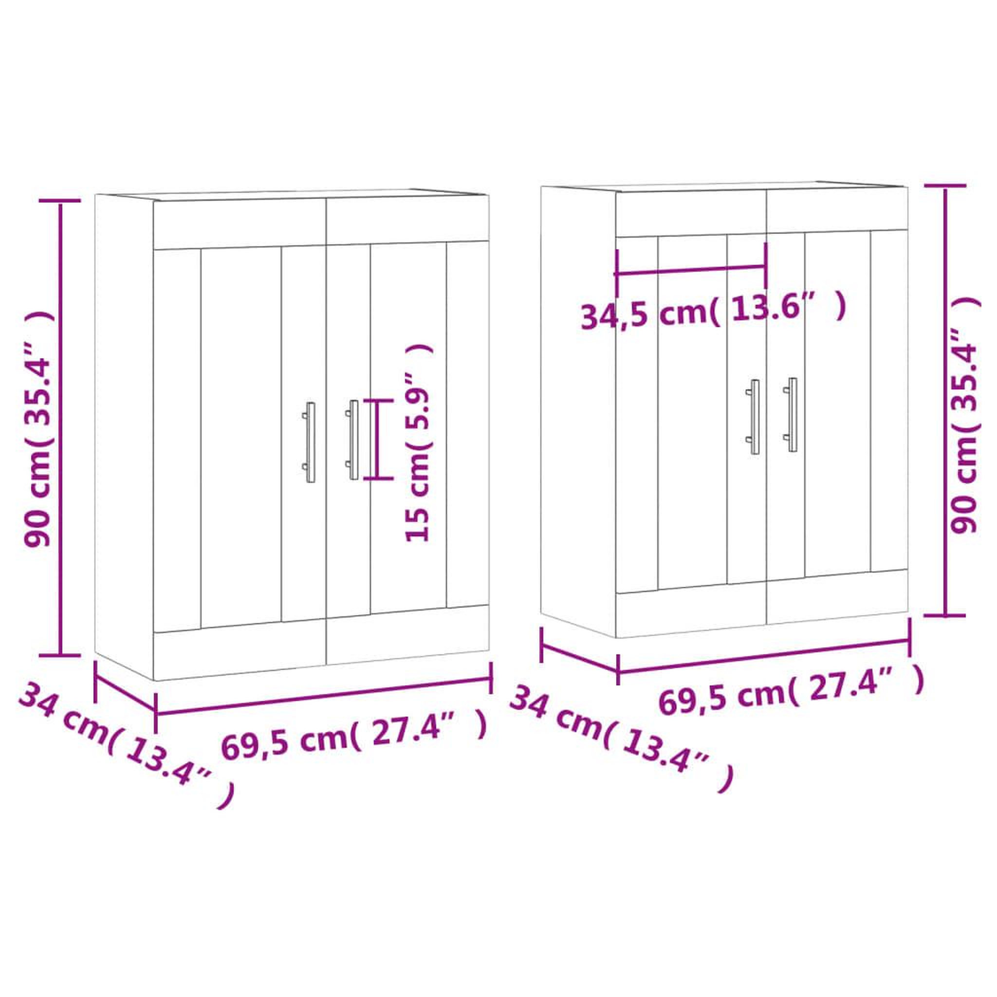 Voir la diapositive 6 : VIDAXL Armoires murales 2 pcs chene marron bois d'ingenierie