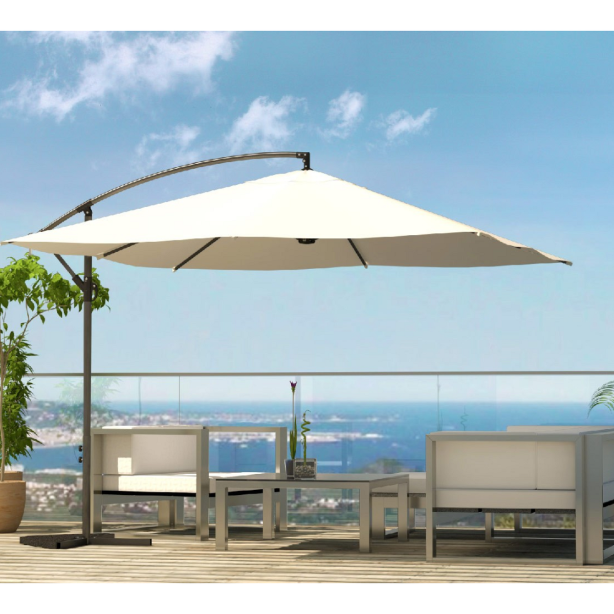 CONCEPT USINE Parasol carré Solenzara écru 3x3mètres SOLENZARA