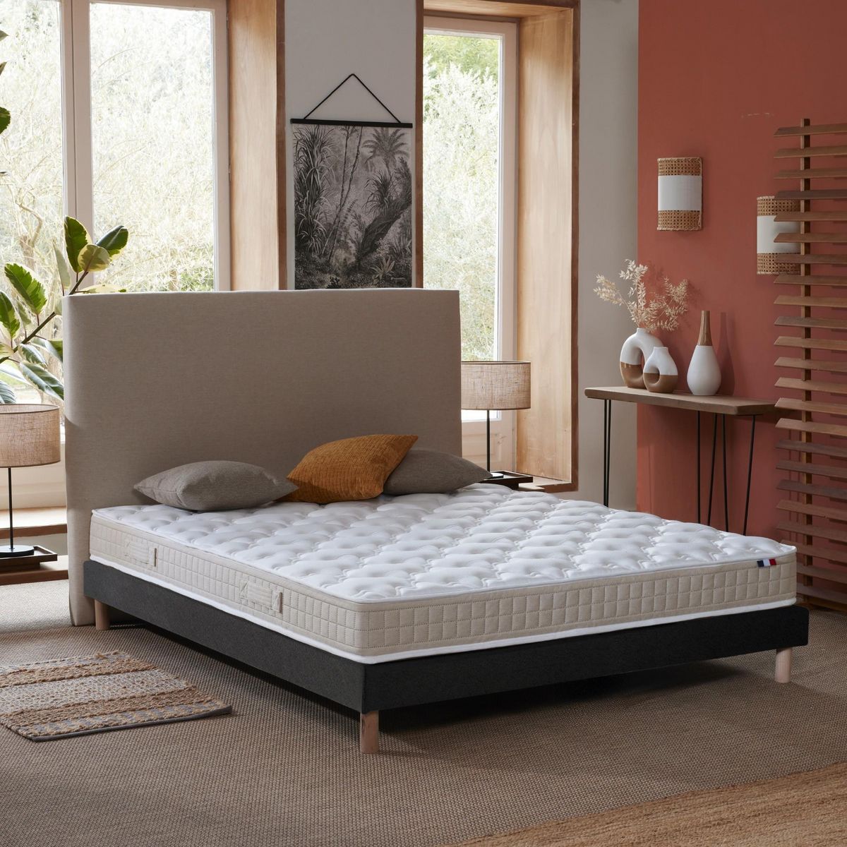 IDLITERIE Ensemble matelas 100% latex 3 zones PURE avec sommier - confort français