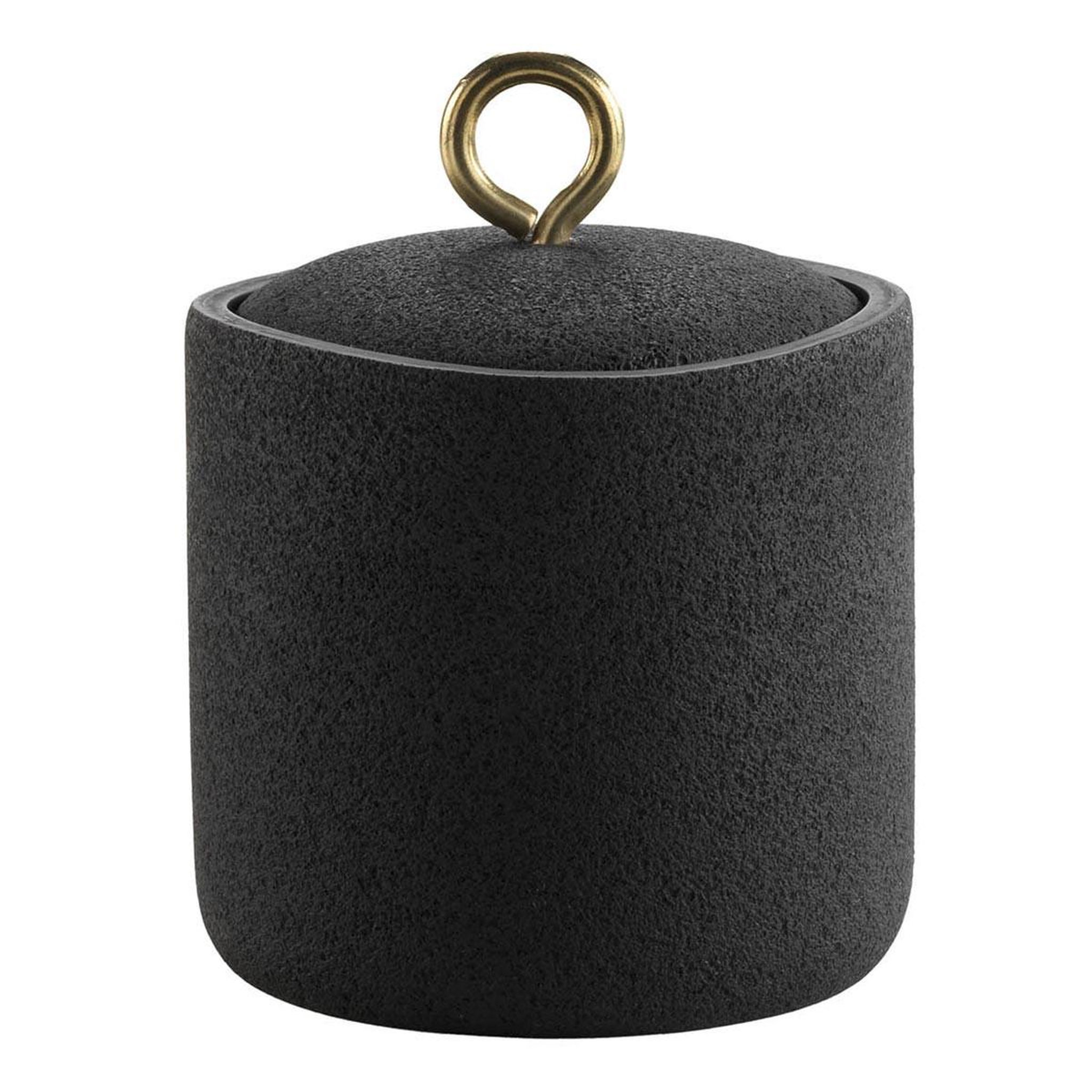 Douceur d'Intérieur Pot à cotons en résine  aquamarbre  13cm noir