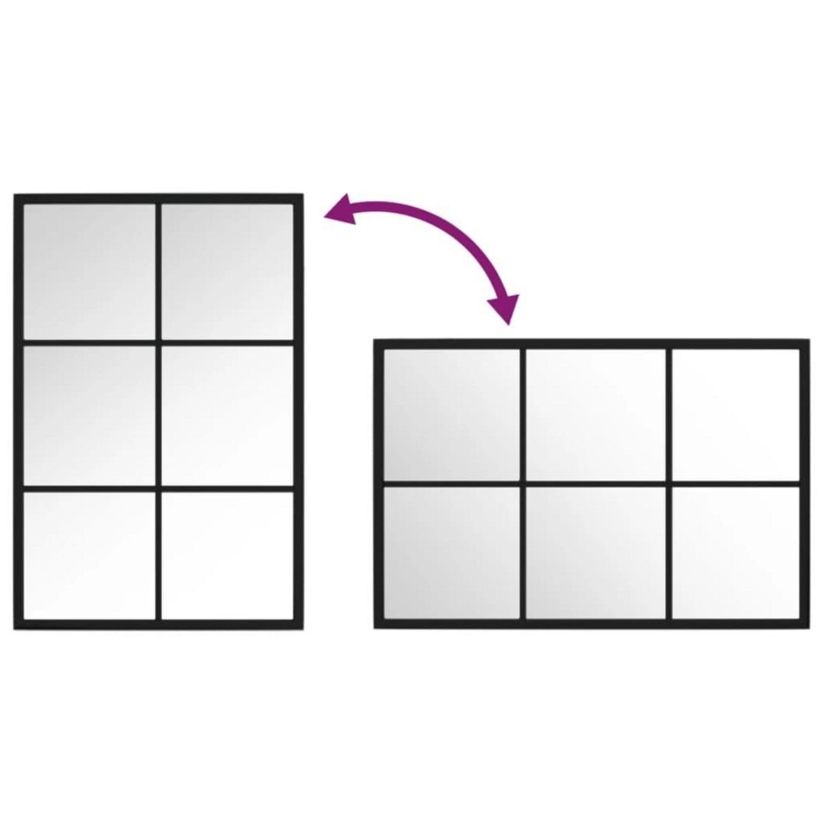 VIDAXL Miroir mural noir 60x40 cm metal