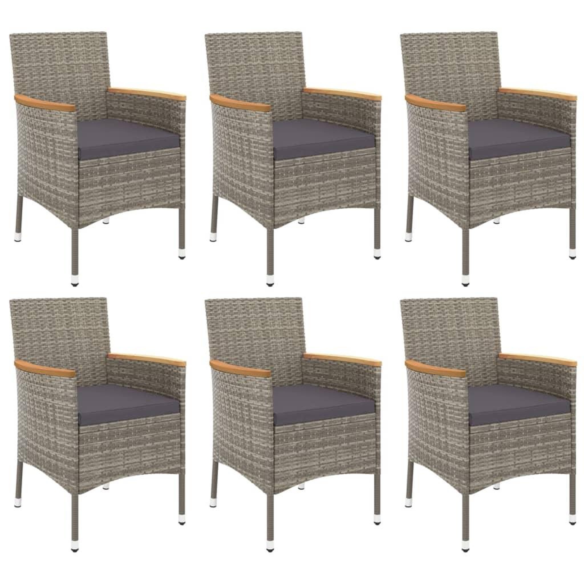Voir la diapositive 3 : VIDAXL Ensemble a manger jardin et coussins 7 pcs gris rotin